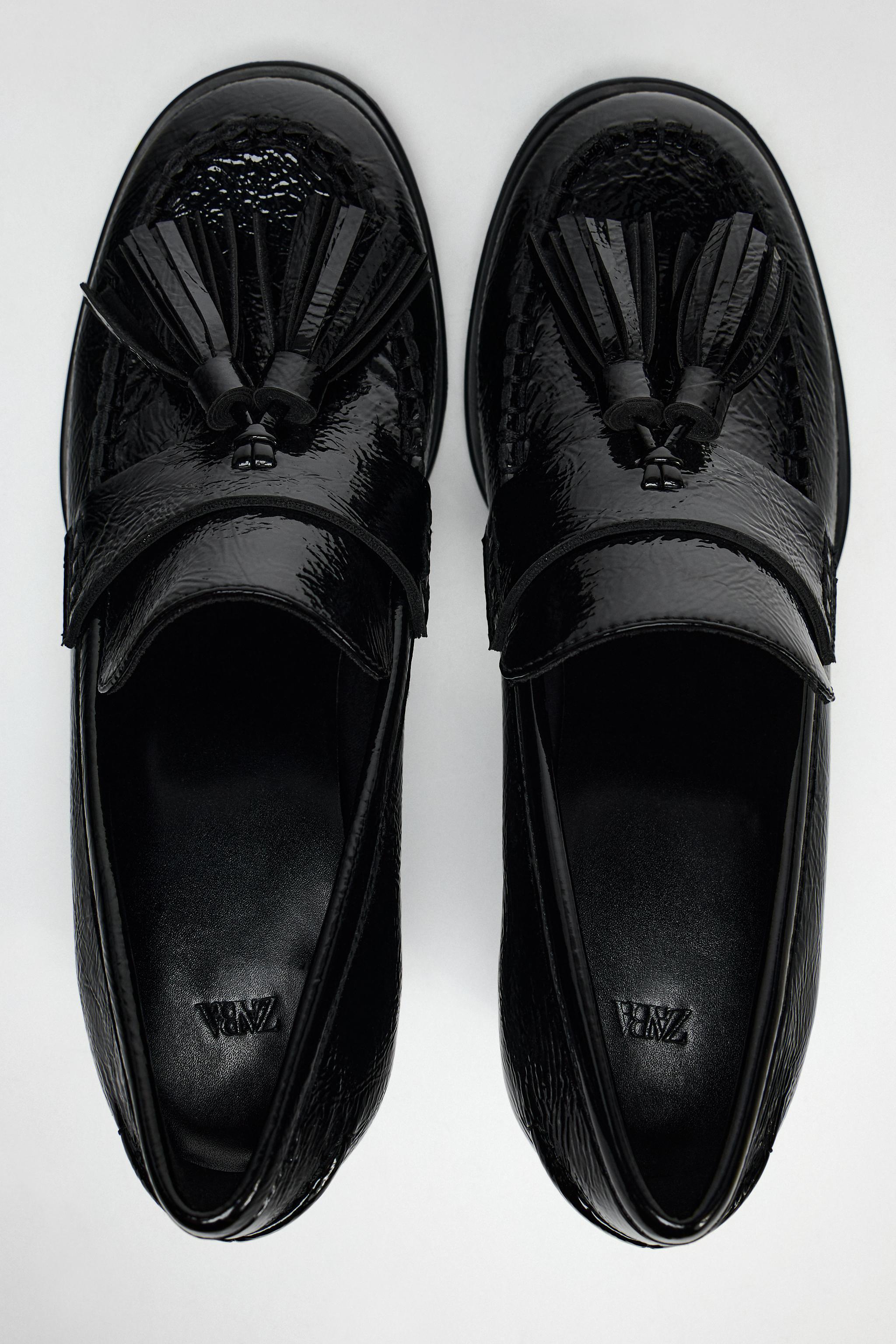 FAUX PATENT TASSELED LOAFERS Product Image