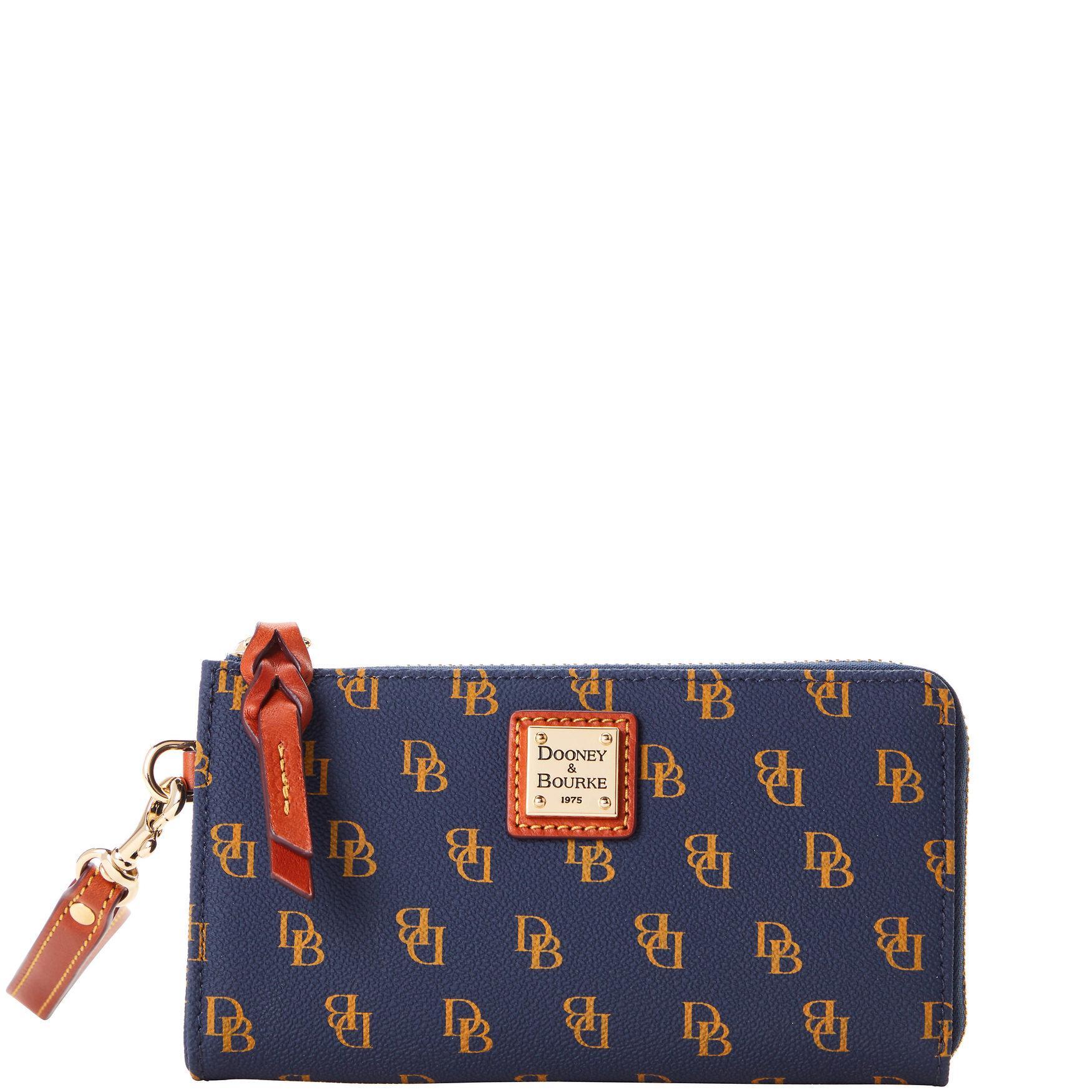 Dooney & Bourke Womens Gretta Folded Zip Coated Cotton Wristlet in Navy Product Image