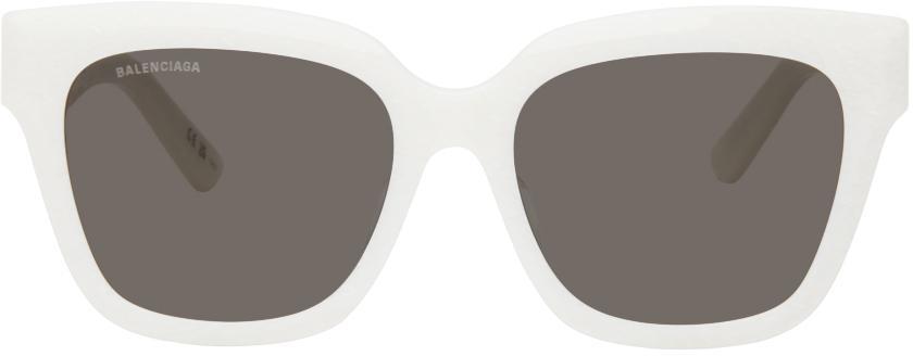 BALENCIAGA White Bb0237sa Sunglasses In 004 Shiny White Carb Product Image