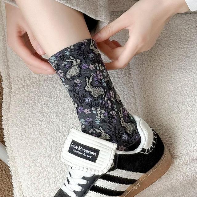 Rabbit Jacquard Crew Socks / Set Product Image