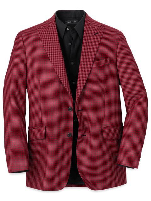 Wool Houndstooth Single Breasted Peak Lapel Sport Coat - Black/red Product Image