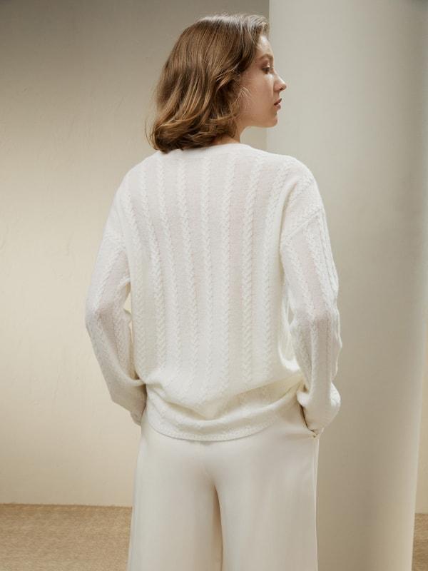 Semi-Sheer Cable-knit Cashmere Sweater Product Image