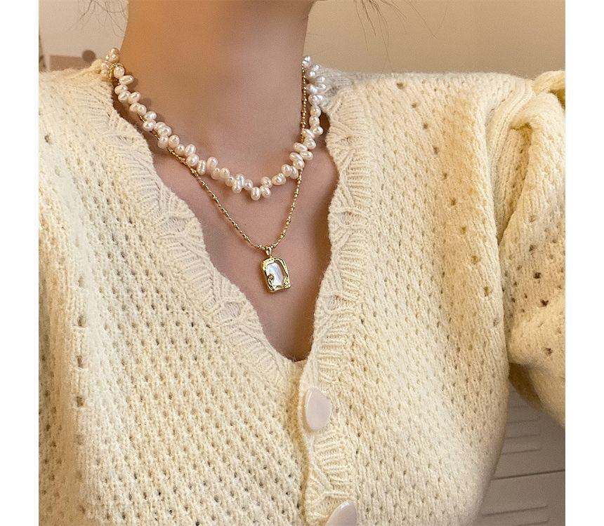 Freshwater Pearl Pendant Alloy Necklace (various designs) Product Image