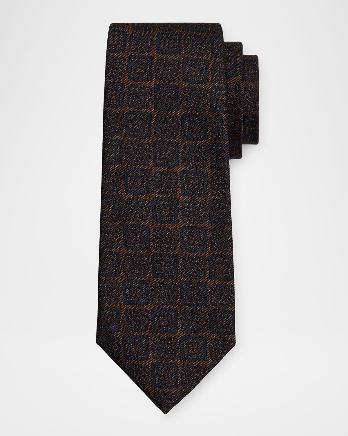 Men's Tonal Medallion Silk Tie Product Image