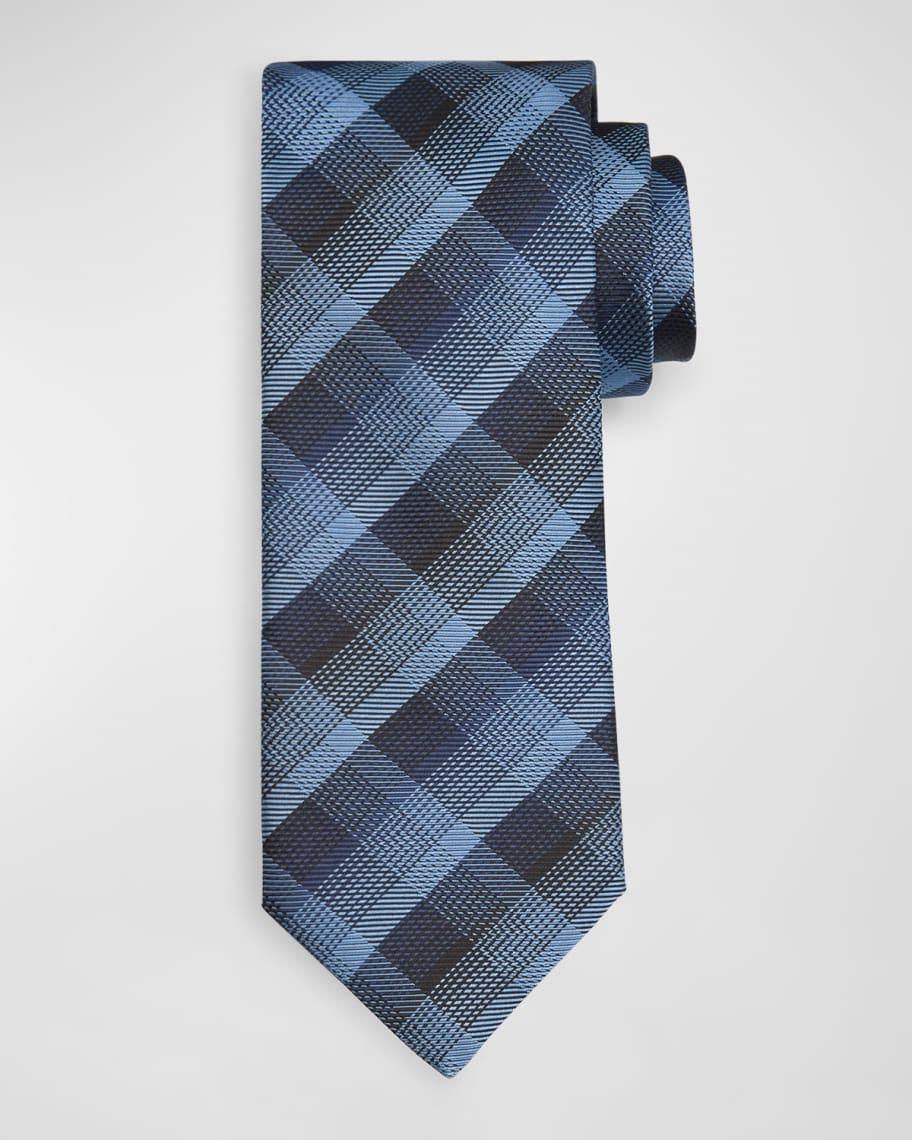 Mens Plaid Check Silk Tie Product Image