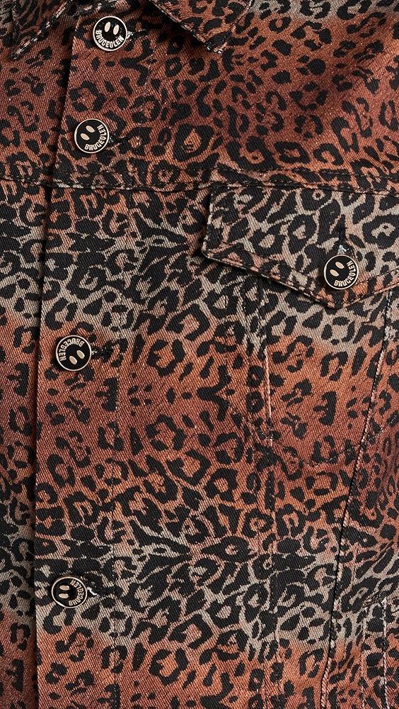 BruceGlen Linear Leopard Denim Jacket | Shopbop Product Image