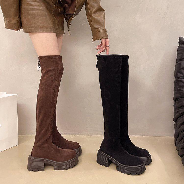 Faux Leather Platform Over-The-Knee Boots product image