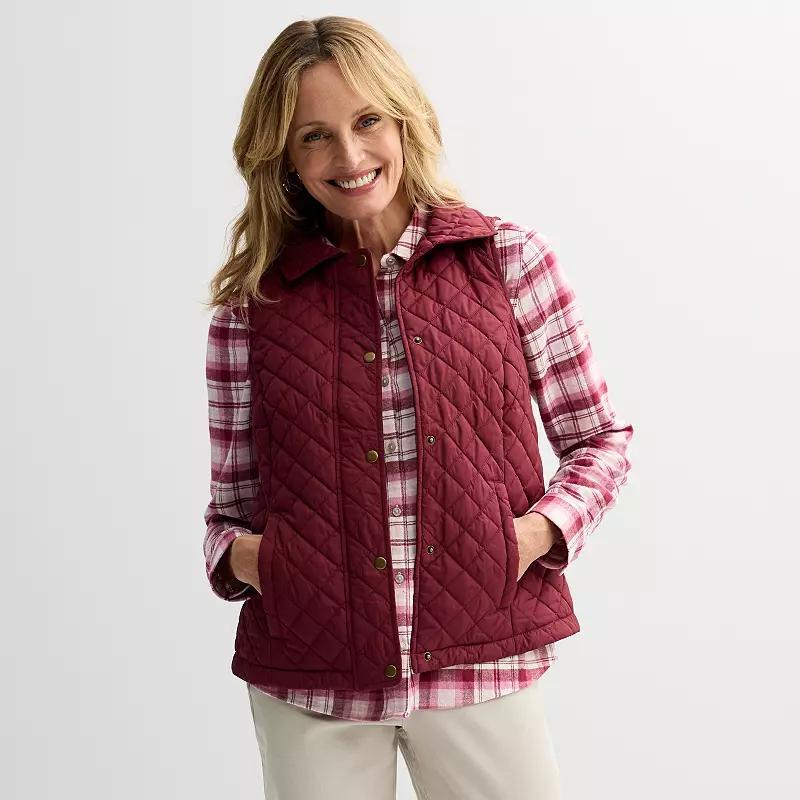 Womens Croft & Barrow Quilted Snap Vest Product Image