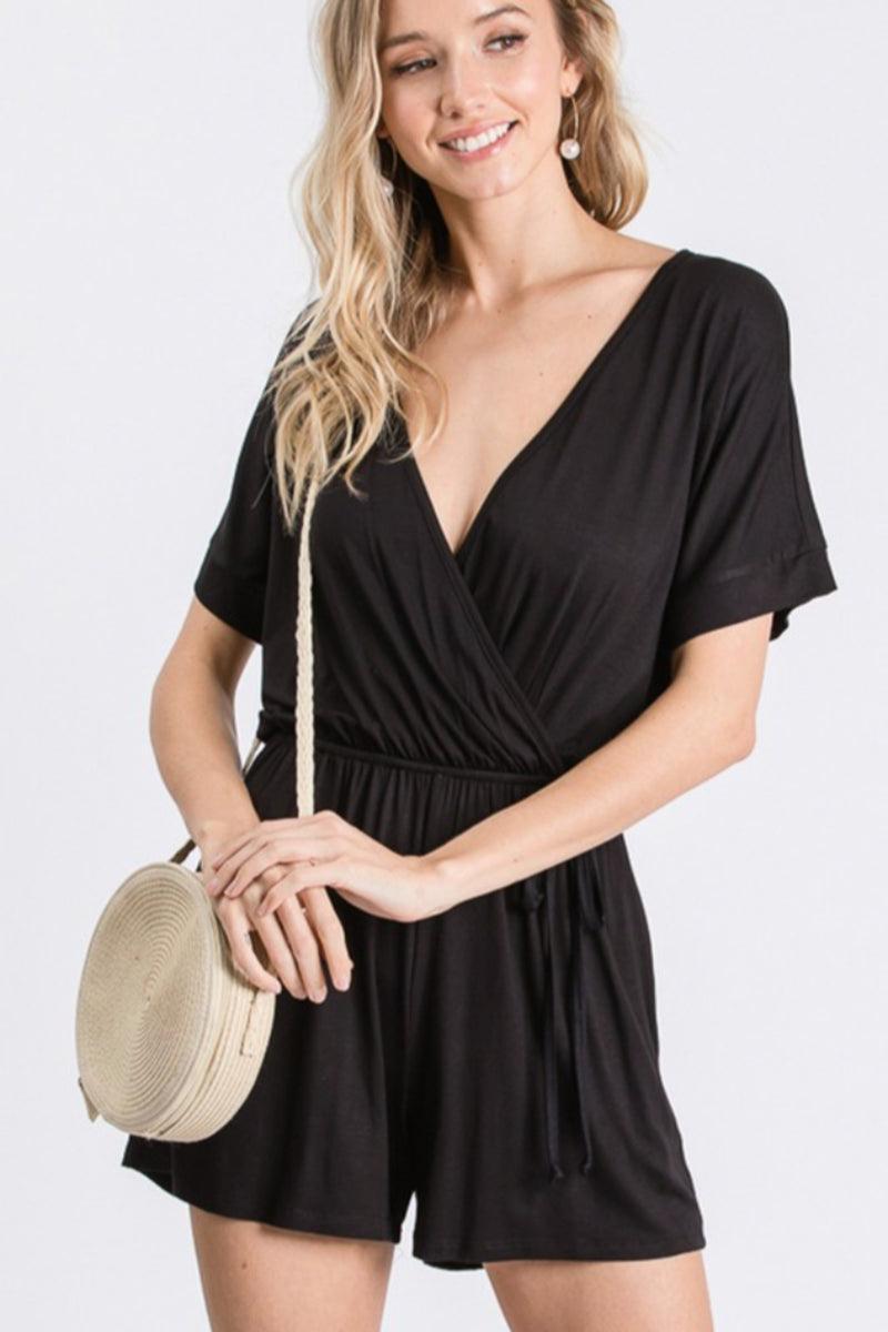 Solid Romper With Layered And Waist Band Product Image