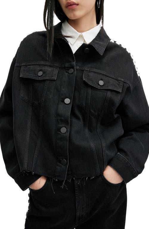 Piper Embellished Denim Jacket In Black Product Image