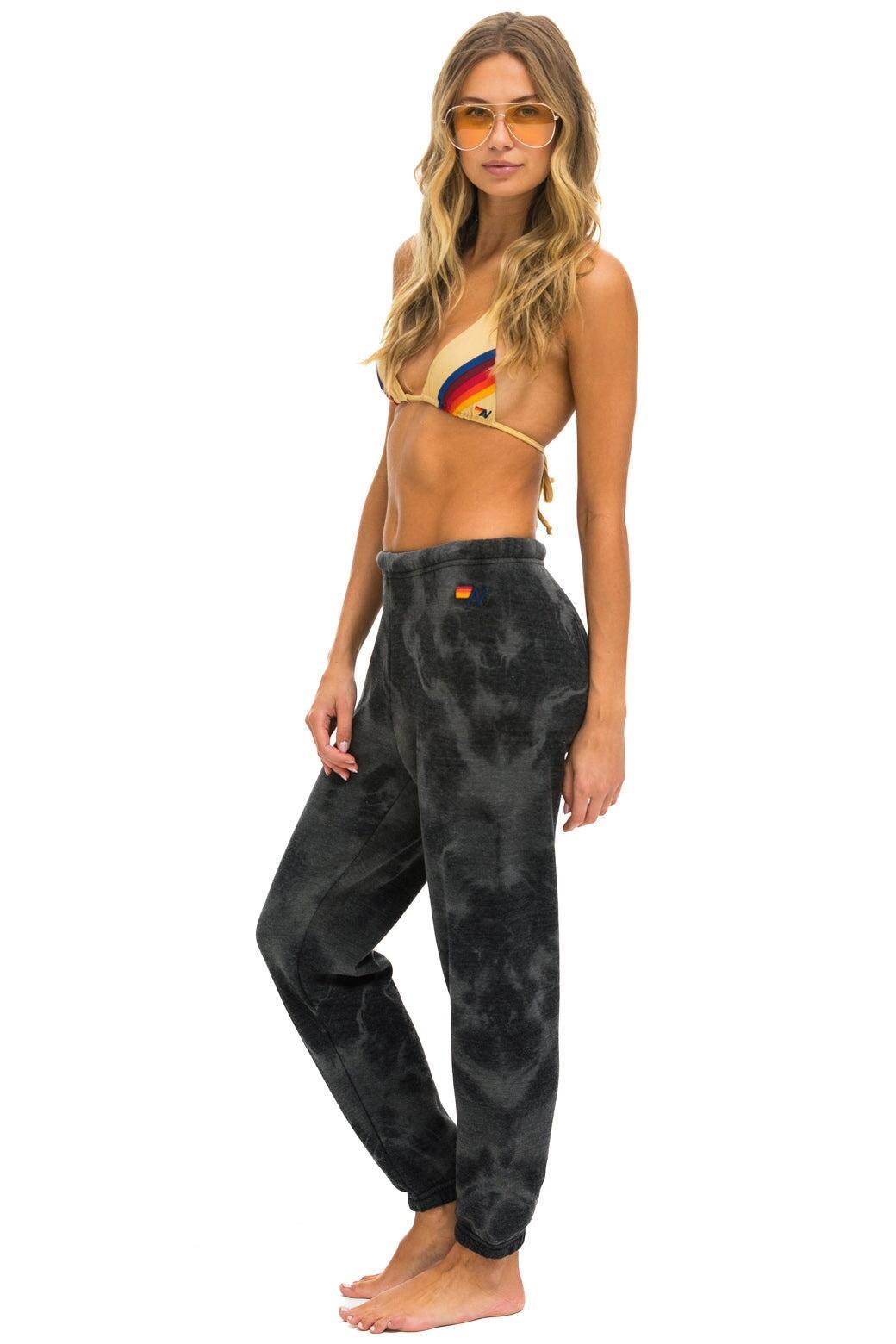 HAND DYED SWEATPANTS - TIE DYE VINTAGE CHARCOAL Female Product Image