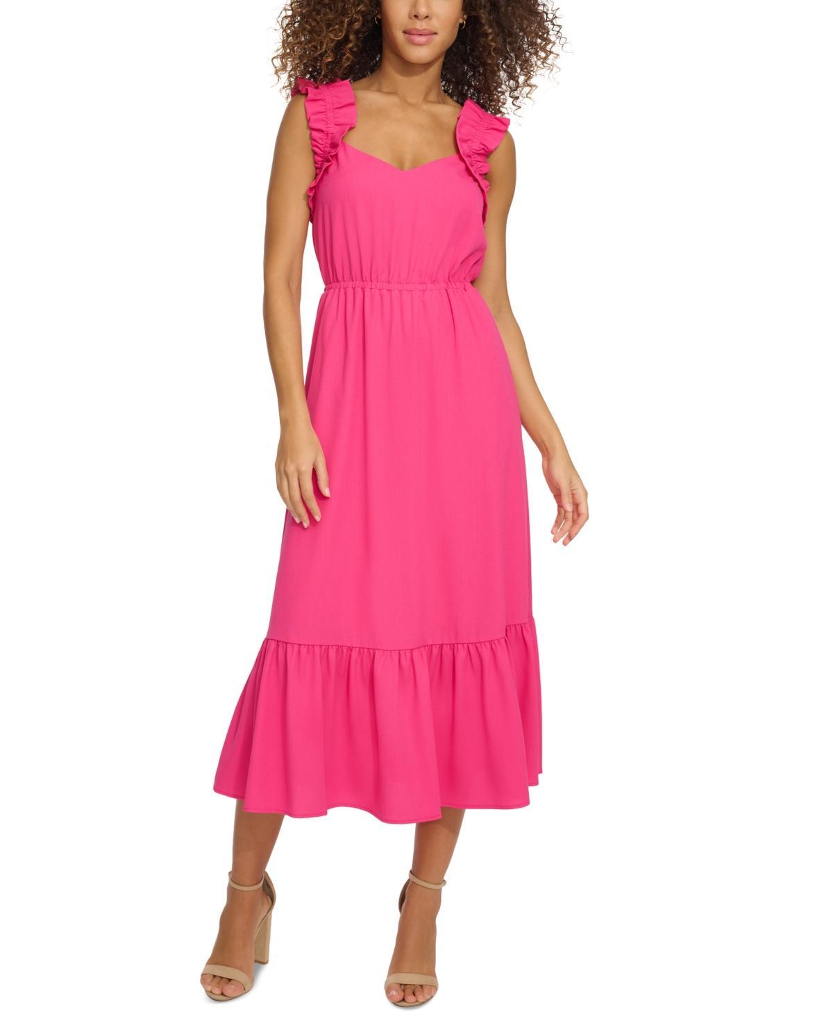 kensie Womens Sleeveless Tiered Midi Dress Product Image