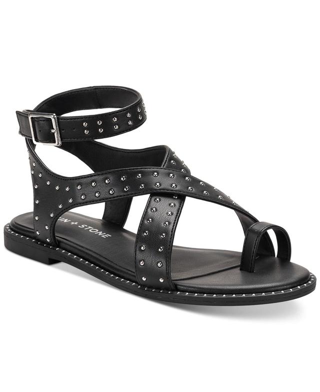 Sun + Stone Womens Carterr Studded Toe Loop Strappy Flat Sandals, Created for Macys Product Image