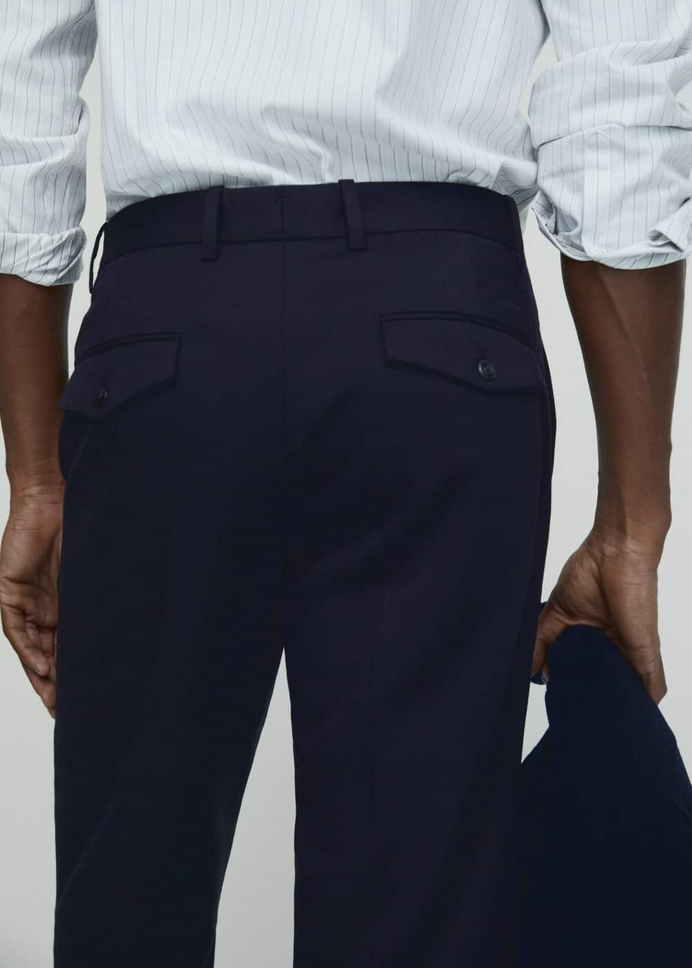 MANGO MAN - Pleat detail wool pants navyMen Product Image