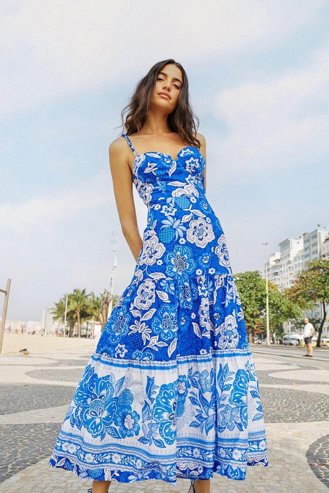 Womens Full Of Flowers Sweetheart Midi-Dress Product Image