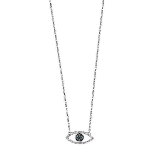 Sterling Silver Blue & White Diamond Accent Evil Eye Pendant Necklace, Womens Product Image