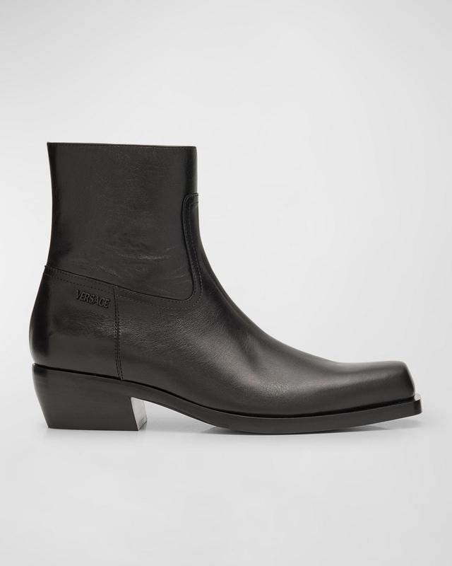 Mens Square-Toe Leather Ankle Boots Product Image