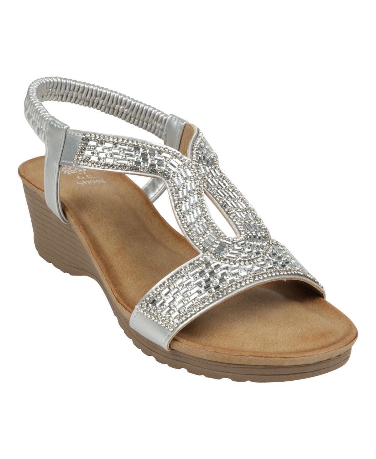 Gc Shoes Womens Celestia Embellished Cut Out Slingback Wedge Sandals Product Image