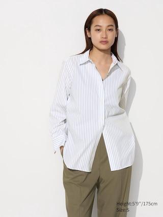 Womens Cotton Shirt Striped Off White Medium UNIQLO US Product Image