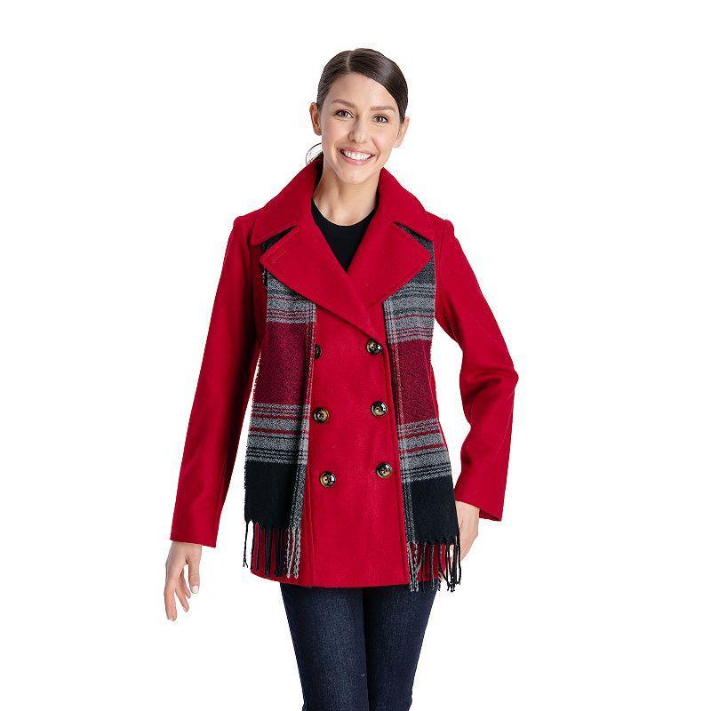 Womens TOWER by London Fog Scarf & Wool-Blend Peacoat Grey Product Image