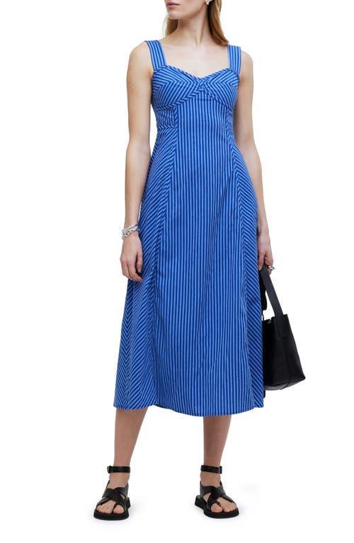 Madewell Stripe Sweetheart Neck Sleeveless Midi Dress Product Image