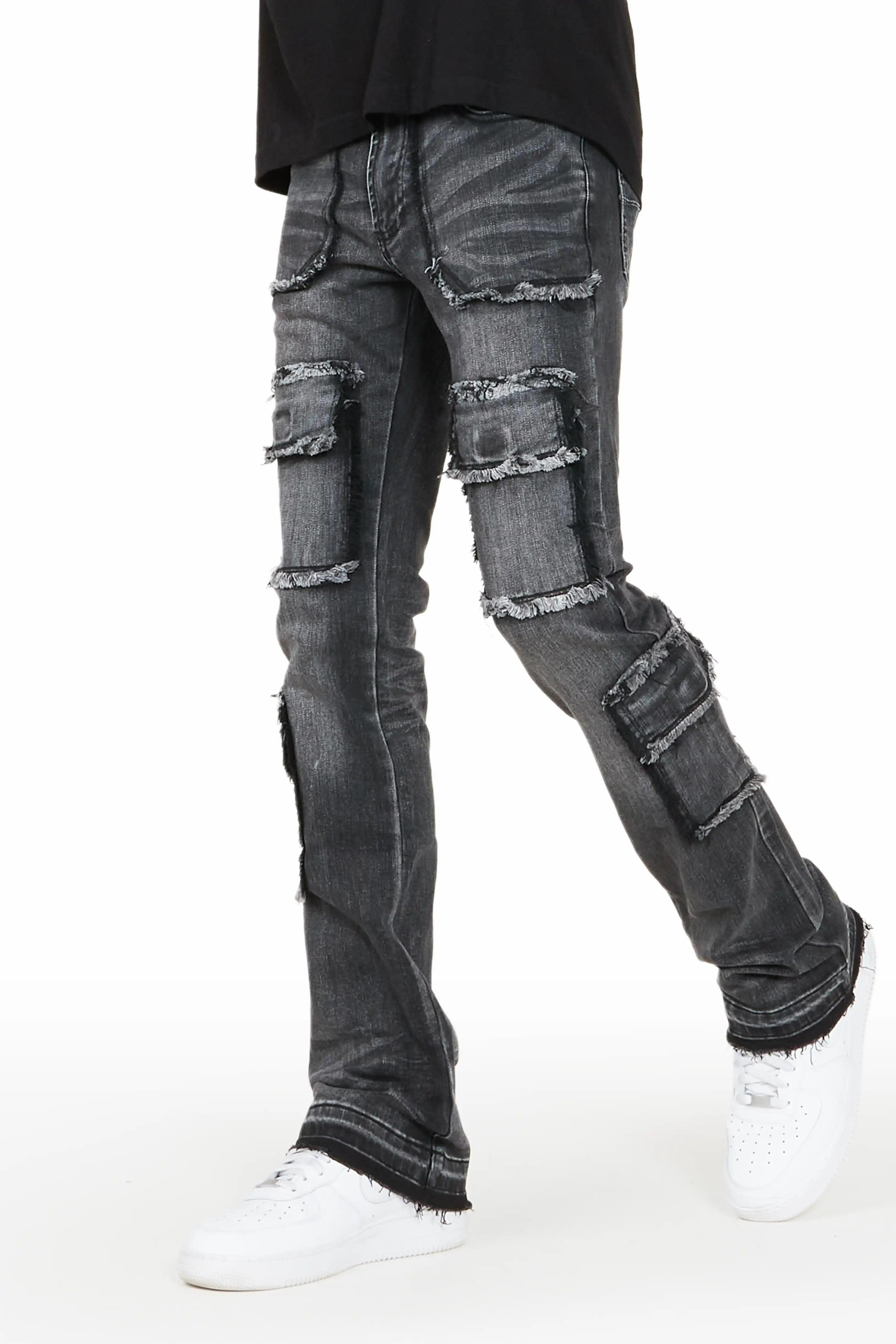 Tyrell Grey Wash Stacked Flare Cargo Jean Male Product Image