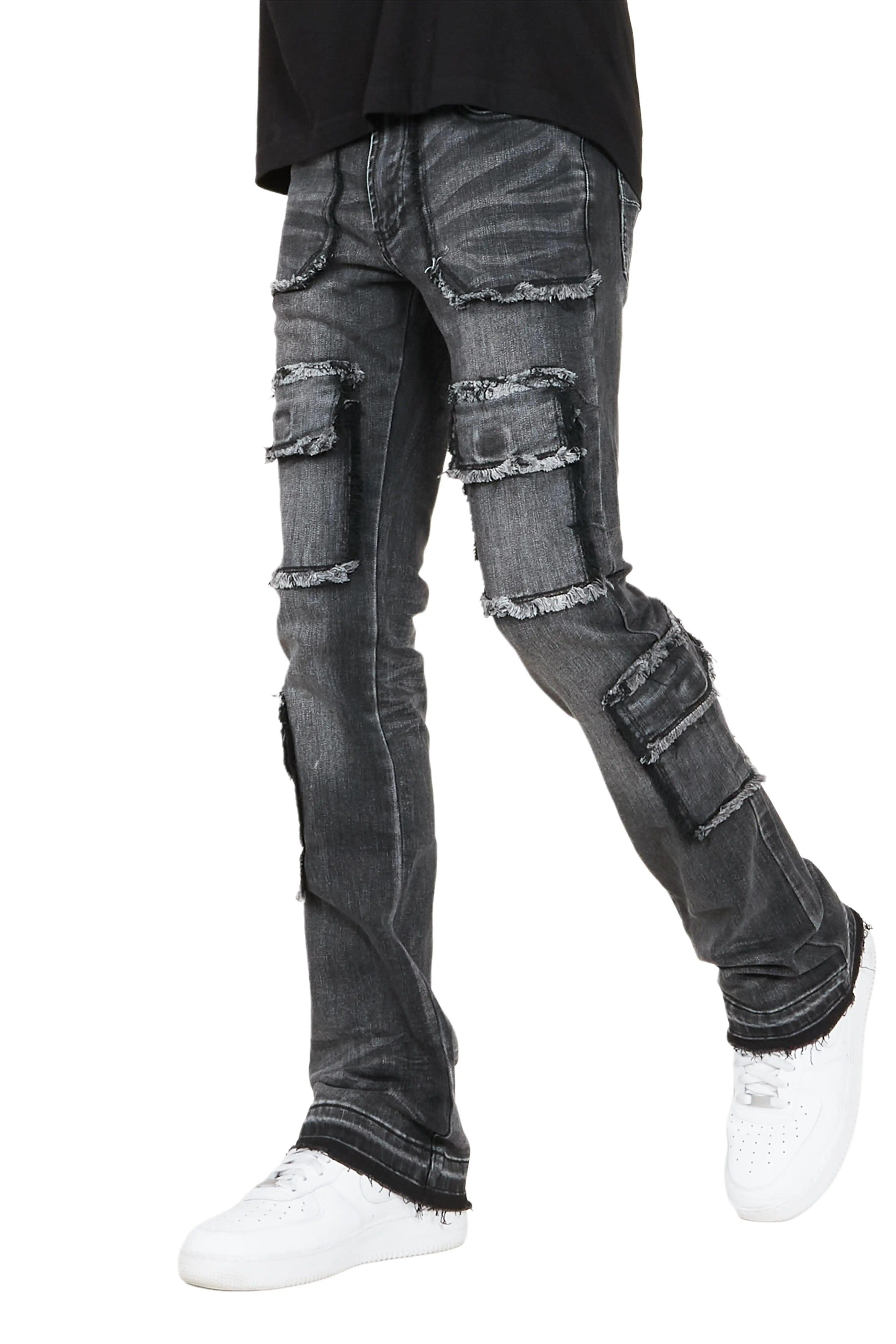 Tyrell Grey Wash Stacked Flare Cargo Jean Male Product Image