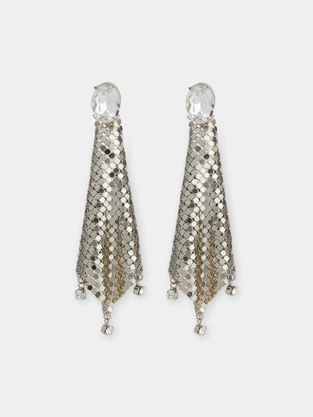 Silver chainmail earrings with crystals Product Image