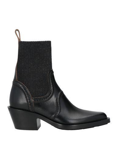 CHLOÉ Woman Ankle Boots Black Size 7 Leather, Textile Fibers product image