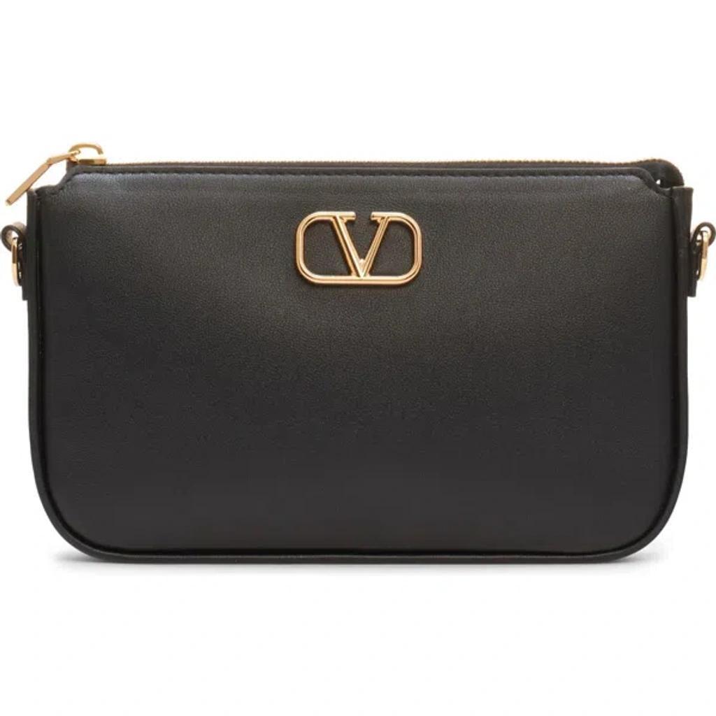 VALENTINO GARAVANI Mini Vlogo Leather Shoulder Bag In Nero Product Image