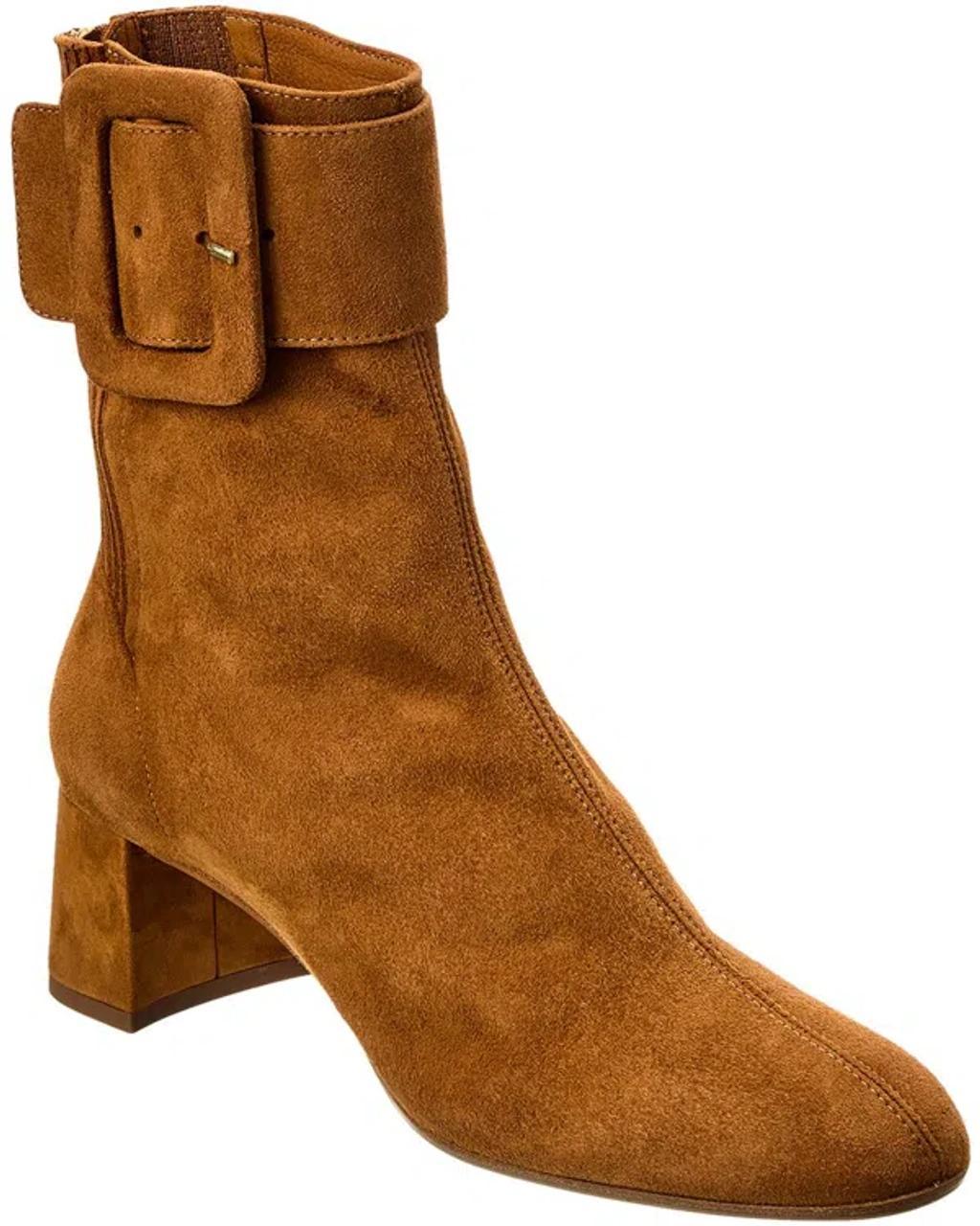 AQUAZZURA Saint Honoré 50 Suede Ankle Boots In Brown product image