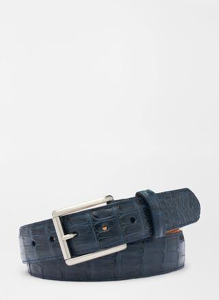 Peter Millar Mens Matte Crocodile Belt | Color: Navy | Size: 34 Product Image