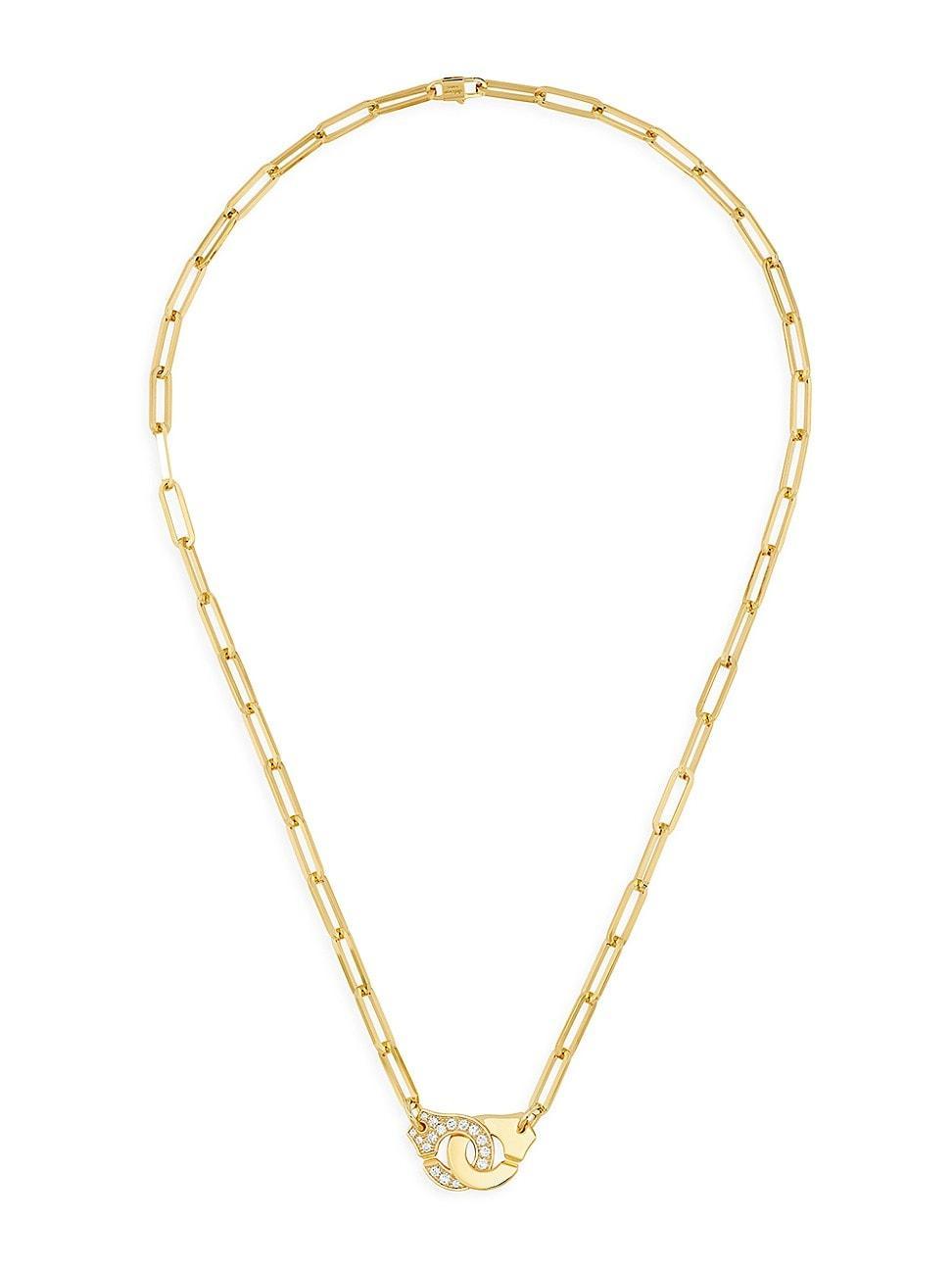 Womens Menottes Dinh Van R12 18K Yellow Gold & Diamond Pendant Necklace Product Image