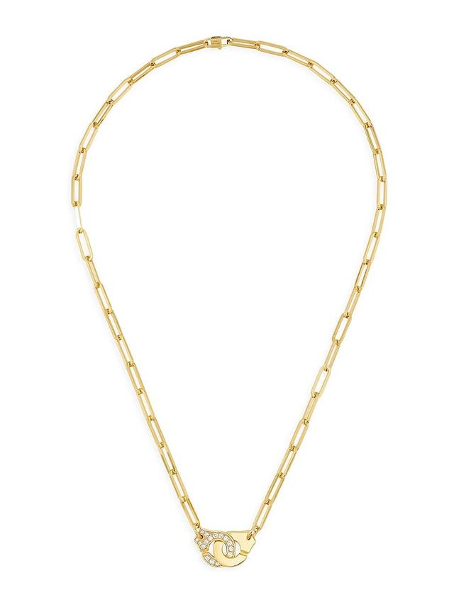 Womens Menottes Dinh Van R12 18K Yellow Gold & Diamond Pendant Necklace Product Image