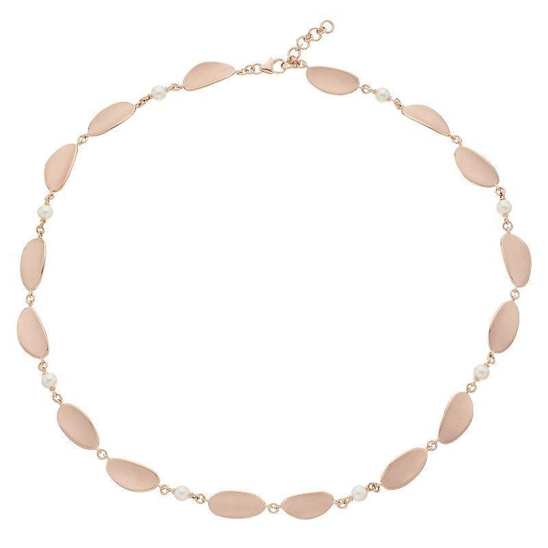 18k Rose Gold Silver Akoya Cultured Pearl Necklace, Womens, Pink Tone Product Image