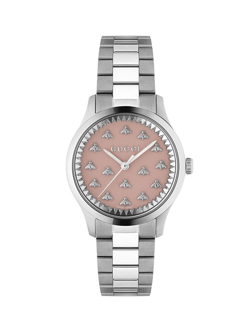 Womens G Timeless Multibee Pink Stainless Steel Bracelet Watch Product Image