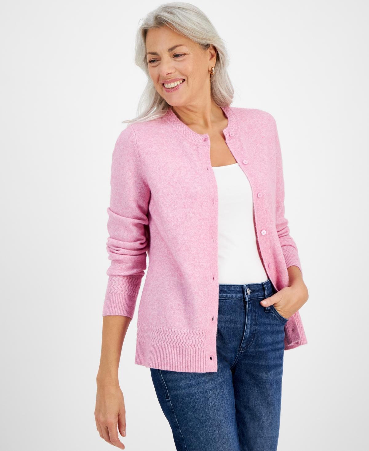 Style & Co Womens Crewneck Button-Front Cozy Cardigan, Created for Macys Product Image