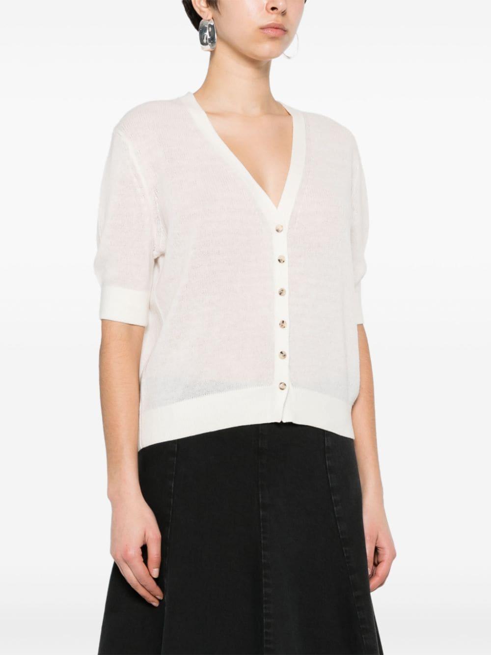 KHAITE Dianna Short-sleeve Cardigan In Neutrals Product Image