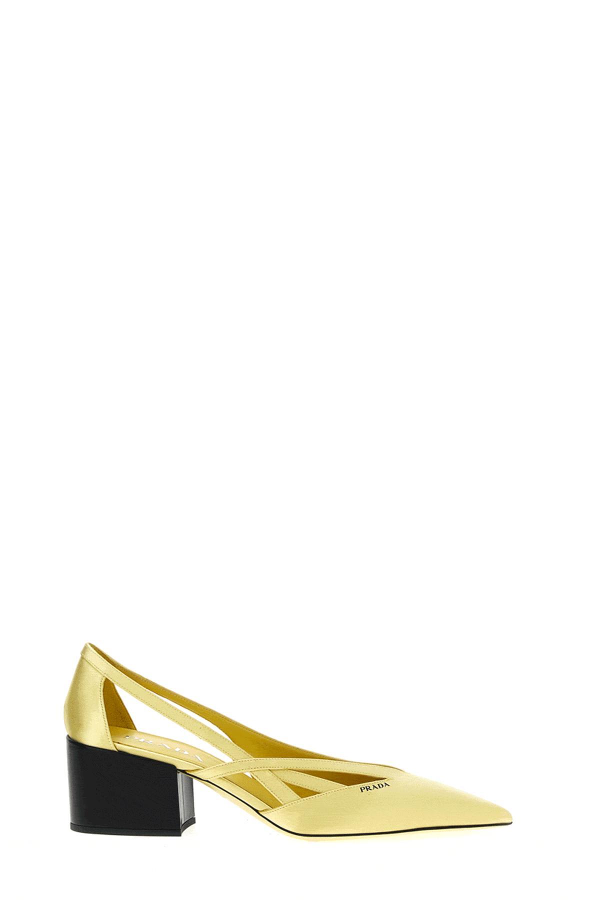 55mm Satin Cut-out Pumps In Yellow Product Image