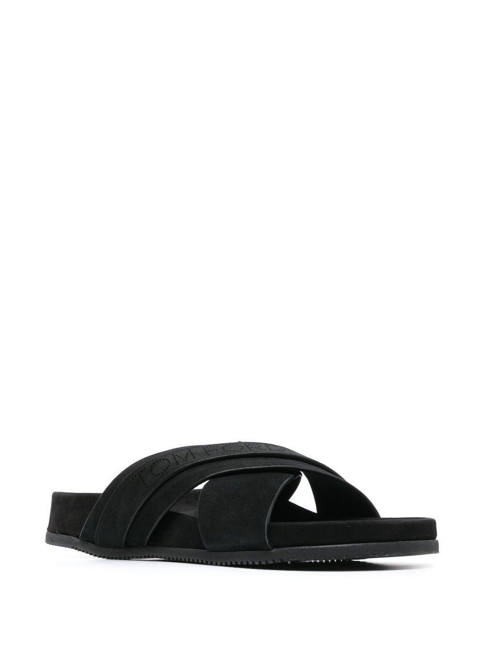 TOM FORD Suede Logo-stamp Slides In Black Product Image