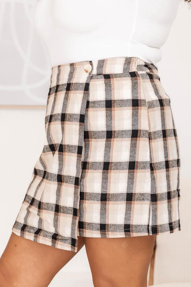 Something Just Like This Tan Plaid Skort FINAL SALE Product Image