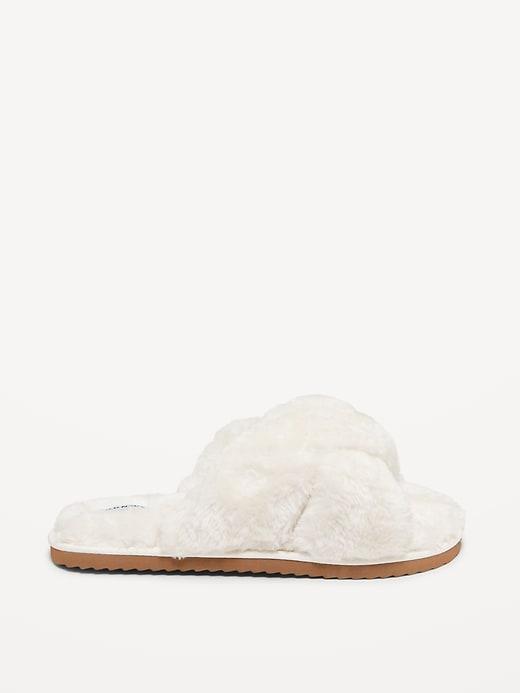 Faux-Fur Cross-Front Slippers Product Image