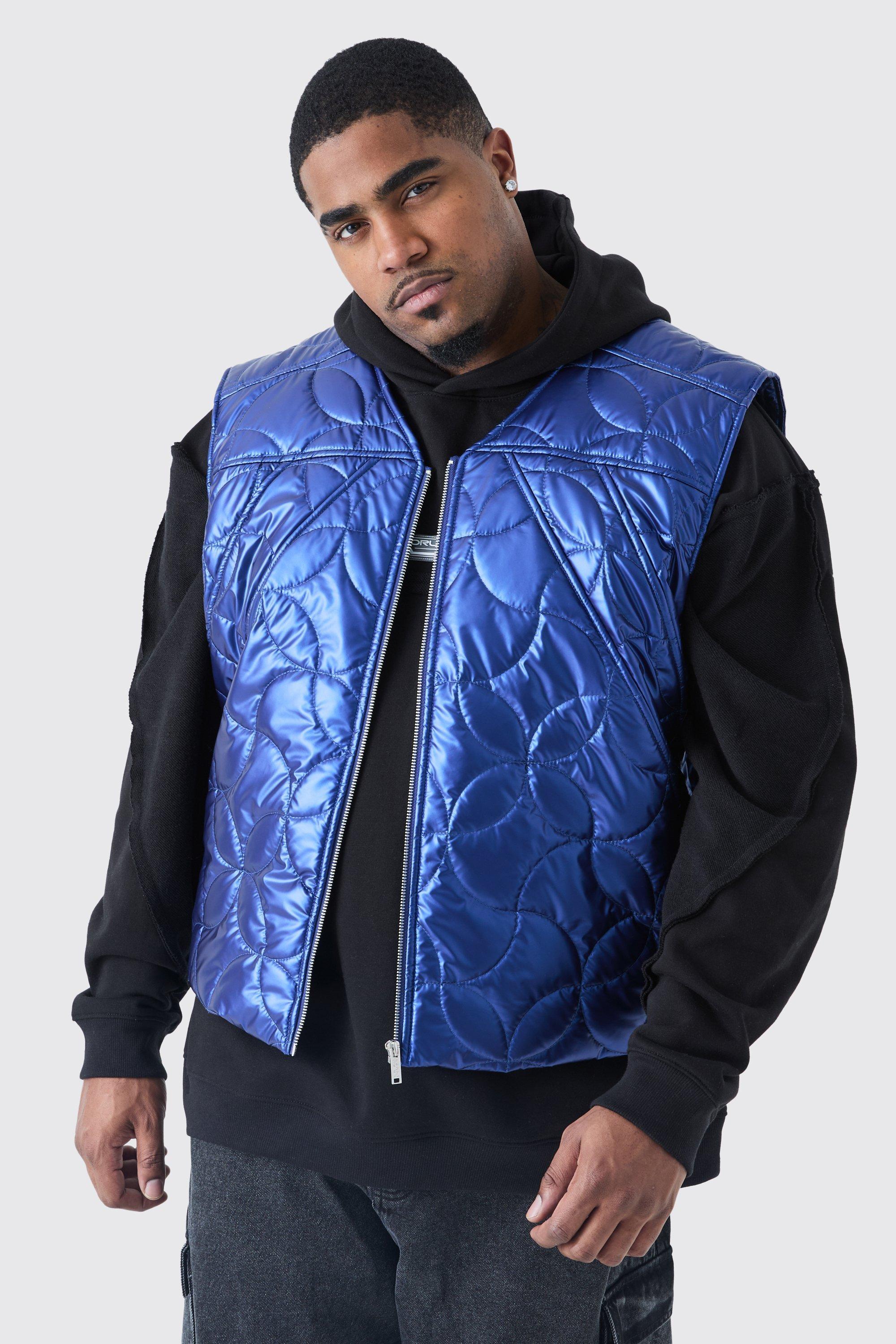 Plus Metallic Quilted Gilet | boohooMAN USA Product Image