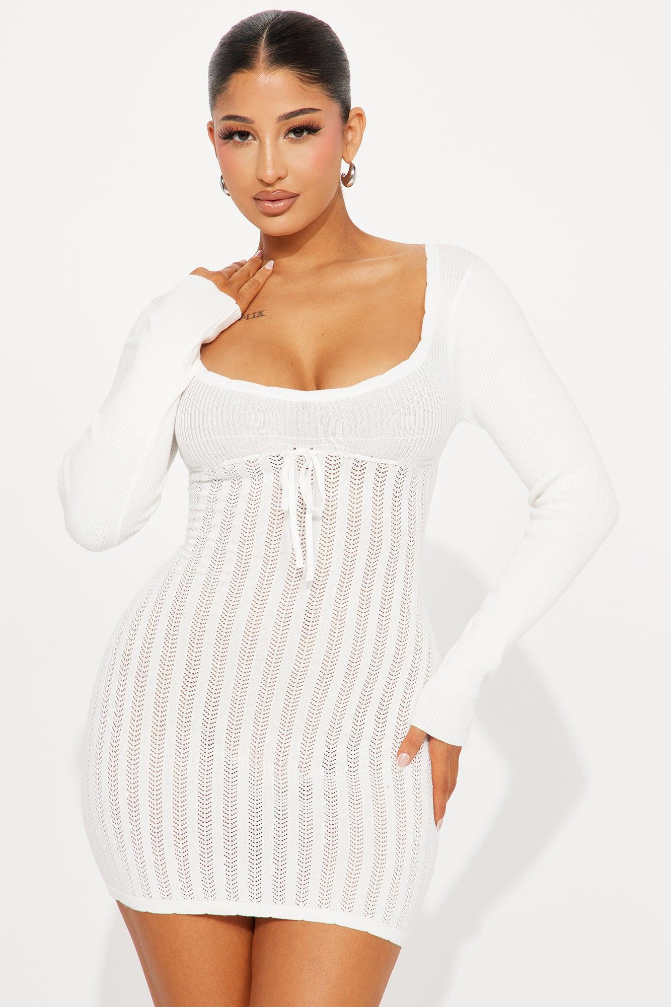 Parker Sweater Mini Dress - White Product Image