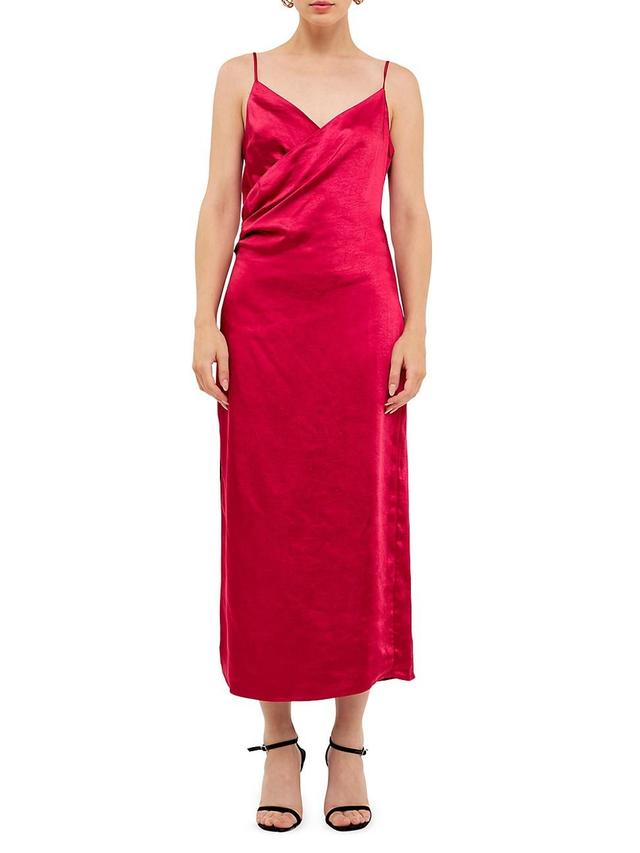 Womens Satin Wrap Midi Dress Product Image