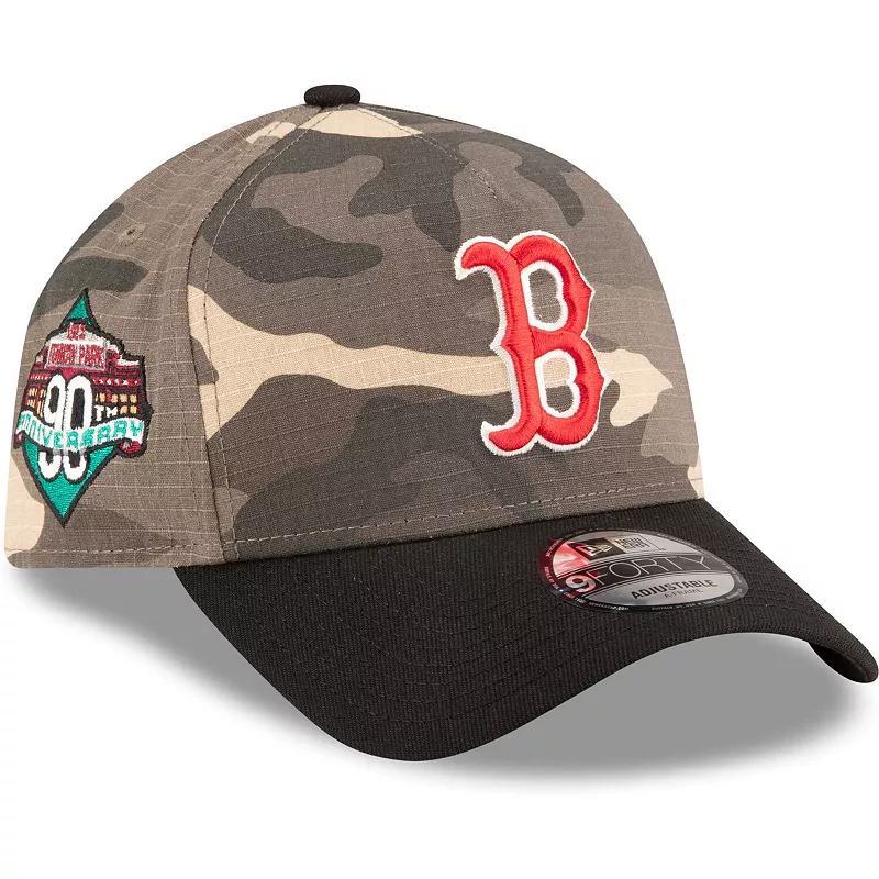 Mens New Era Boston Red Sox Camo Crown A-Frame 9FORTY Adjustable Hat Product Image