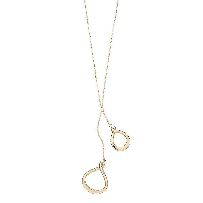 Au Naturale 14k Gold Adjustable Double Teardrop Twist Drop Necklace, Womens Product Image