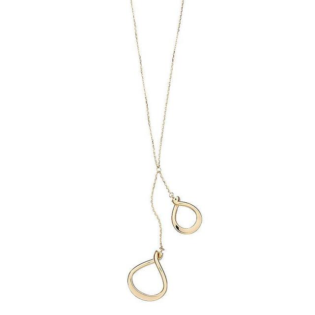 Au Naturale 14k Gold Adjustable Double Teardrop Twist Drop Necklace, Womens Product Image