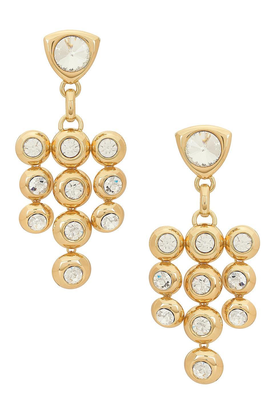 AREA Crystal Chandelier Earrings in Metallic Product Image