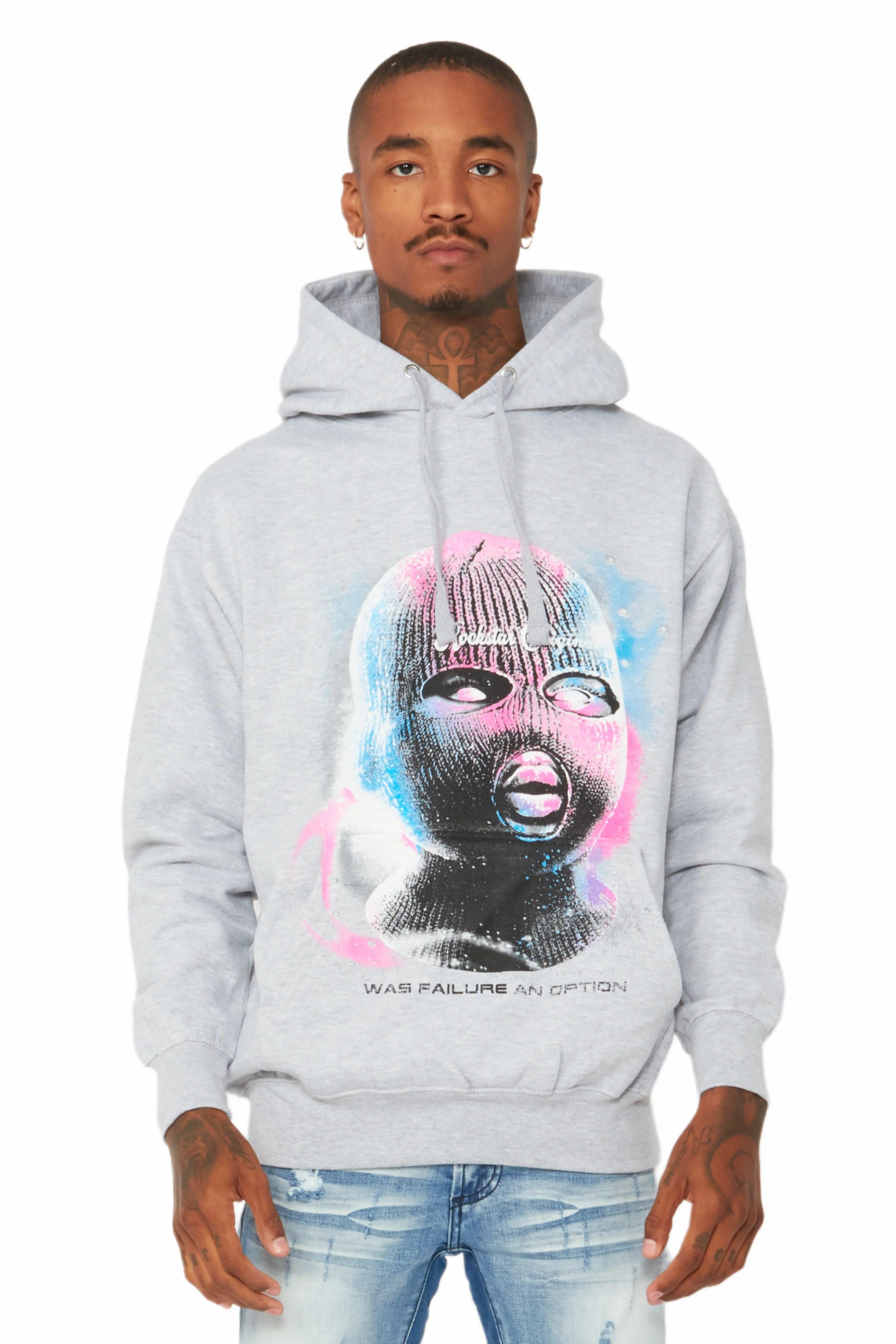 Fionn Heather Grey Graphic Hoodie Male Product Image